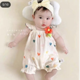رامپر قلبی نوزادی رنگارنگ flower جنس موسلین