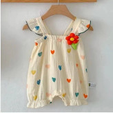 رامپر قلبی نوزادی رنگارنگ flower جنس موسلین