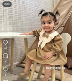 سارافون دخترانه یقه پترپن دالبری کتان پاییزه